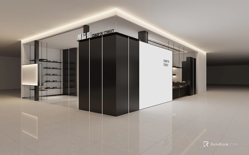 Modern Clothing Store Interior Design With Display Racks And Stylish Lighting 3d model 