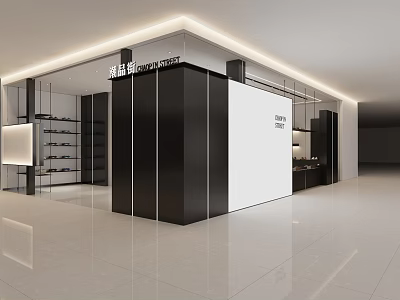 Modern Clothing Store Interior Design With Display Racks And Stylish Lighting 3d model