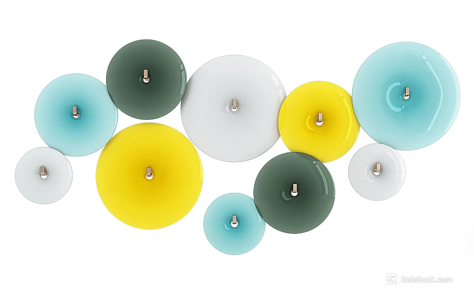 Colorful Circular Wall Decor Plates With Multiple Bright Colors For Living Room 3d model 