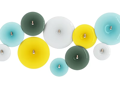 Colorful Circular Wall Decor Plates With Multiple Bright Colors For Living Room 3d model