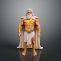 Mythological God Statue White Hair Beard Muscular Build Robe Golden Belt Sandals Lightning Bolt