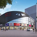 Tongluowan Plaza Commercial Street with Modern Glass Facade Various Brand Stores and Busy Pedestrians