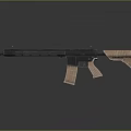 Tactical Rifle With Black Body Brown Grip And Stock Modern Design