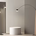 Modern Floor Lamps With Arched Metal Pole And Wooden Base In Minimalist Interior