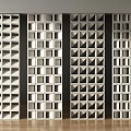 Geometric Pattern Room Dividers With White Frames Black Panels For Interior Decoration 3d model