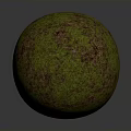 Moss Covered Sphere With Green And Brown Textured Surface On Gray Background 3d model