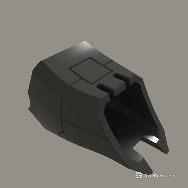 Black 3D Model Mechanical Component With Square Structure And Open Design 3d model 