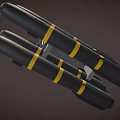 Military Weapon System With R2 Marked Missiles Black Yellow Stripes And Launcher Unit