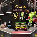 Modern Fruit Themed Bar Counter With High Stools And Beverage