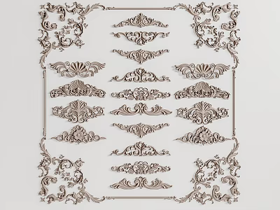 Ornamental Carved Patterns Collection With Various Different Decorative Design Styles 3d model