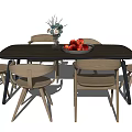 Modern Dining Table and Chair Combination 3d model