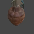 Military Hand Grenade Weapon Design With Green Fuse And Brown Textured Body