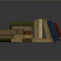 Vintage Old Books With Various Colored Covers Stacked And Placed On Dark Background