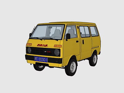 Yellow DAKAR Retro Van With Classic Compact Body Design Details 3d model