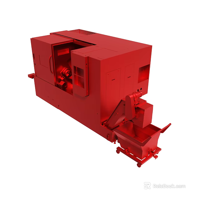 Red Industrial Machine Tool With Control Panel And Mechanical Components 3d model