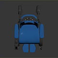 Blue Electric Wheelchair With Backrest Armrests Control Panel Wheels And Footrests On Gray Background
