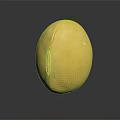 Ripe Yellow Oval Melon With Longitudinal Crack On Reflective Black Surface 3d model