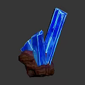 Blue Crystal Cluster With Red Rock Base And Glowing Blue Edges 3d model