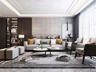 Light Luxury Living Room Guest Dining Room 3d model