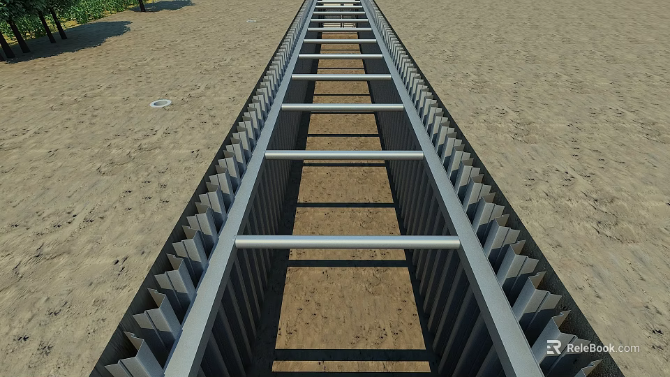 Construction Site Steel Framework Foundation Structure For Building Construction Project 3d model 