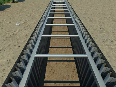 Construction Site Steel Framework Foundation Structure For Building Construction Project 3d model