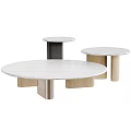 Modern Round Coffee Table With Smooth White Marble Top And Sturdy Wooden Metal Legs