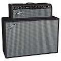 Vintage Fender Amp Head Stacked On Speaker Cabinet With Classic Grille