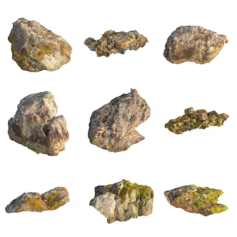 Moss Stone Boulder Rock 3d model