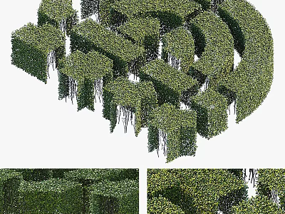 Intricate Green Hedge Maze Structure With Trimmed Foliage And Detailed Design 3d model
