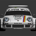 White Racing Car With MAIER-WEISS Logo Number 89 Colorful Stripes And Rear Spoiler