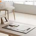 Minimalist Desk Workspace With Folding Frame Notebook And Pens In Bright Interior 3d model