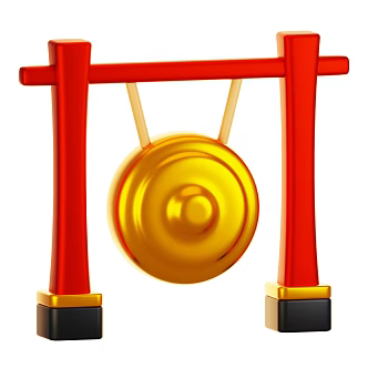 Modern gongs and drums Golden gongs Cartoon gongs and drums 3d model