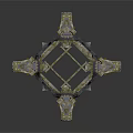 Ornate Scene Component With Intricate Stone Pillars And Decorative Framework