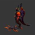 Demonic Game Character With Red Body Horned Helmet Purple Wings And Sharp Claws