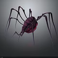 3D Rendered Spider With Purple Red Glowing Body And Long Legs On Dark Background