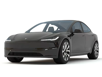 Black Electric Car With Modern Sleek Body LED Headlights And Multi Spoke Wheels 3d model