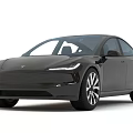 Black Electric Car With Modern Sleek Body LED Headlights And Multi Spoke Wheels 3d model