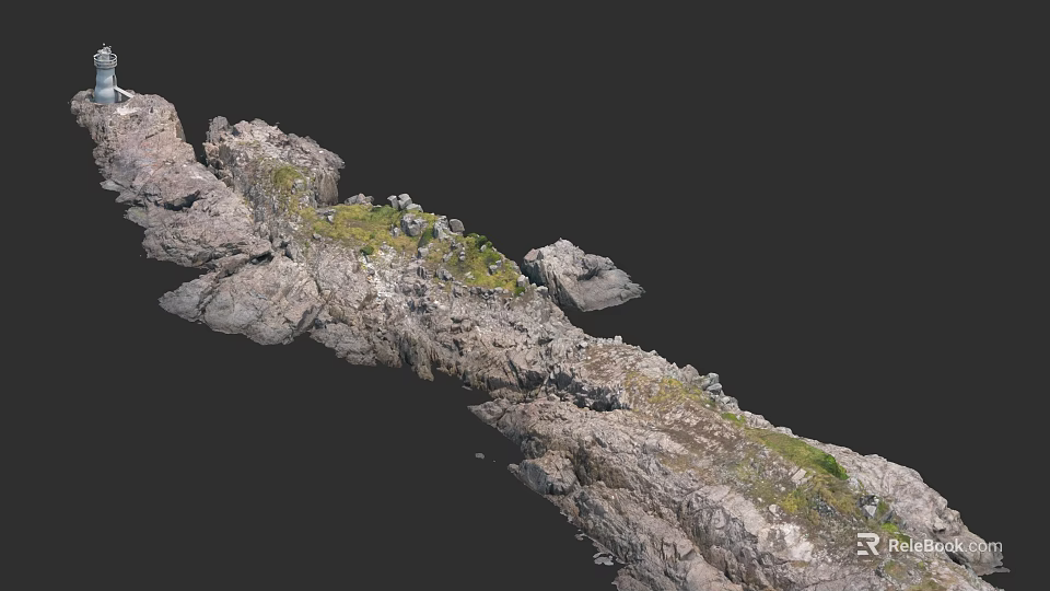 Micro Terrain Natural Rock Structure With Green Vegetation And Irregular Surface 3d model 