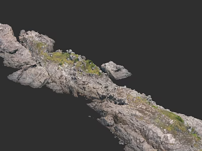 Micro Terrain Natural Rock Structure With Green Vegetation And Irregular Surface 3d model