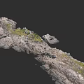 Micro Terrain Natural Rock Structure With Green Vegetation And Irregular Surface 3d model