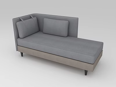 Elegant Modern Gray Fabric Chaise Lounge With Soft Cushions And Black Legs 3d model