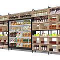 Supermarket Display Shelves with Multi Tiered Design Organized Various Products Glass Door Refrigerated Section