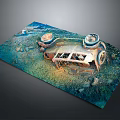 Abandoned Rusted Car With Broken Windows Tires And Stones On Dirt Ground