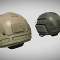 Modern Tactical Helmets In Green And Tan Colors With Protective Design Features