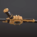 Mechanical Golden Black Sword With Patterned Blade And Ornate Hilt Device 3d model