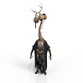 Organ and Hair Features of Humanoid in Robe with Spherical Organs and Tentacle like Hair