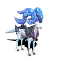 White Deer With Blue Crystal Antlers And Ornate Black Purple Accents