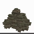 Ancient Architecture Multi Tiered Structure With Intricate Design Traditional Roof And Balconies