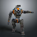 Orange And Black Armored Robot With Circular Camera Extended Arm And Mechanical Design