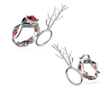 Modern Ring Ruby Ring 3d model